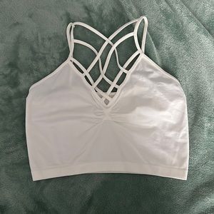white strappy crop top